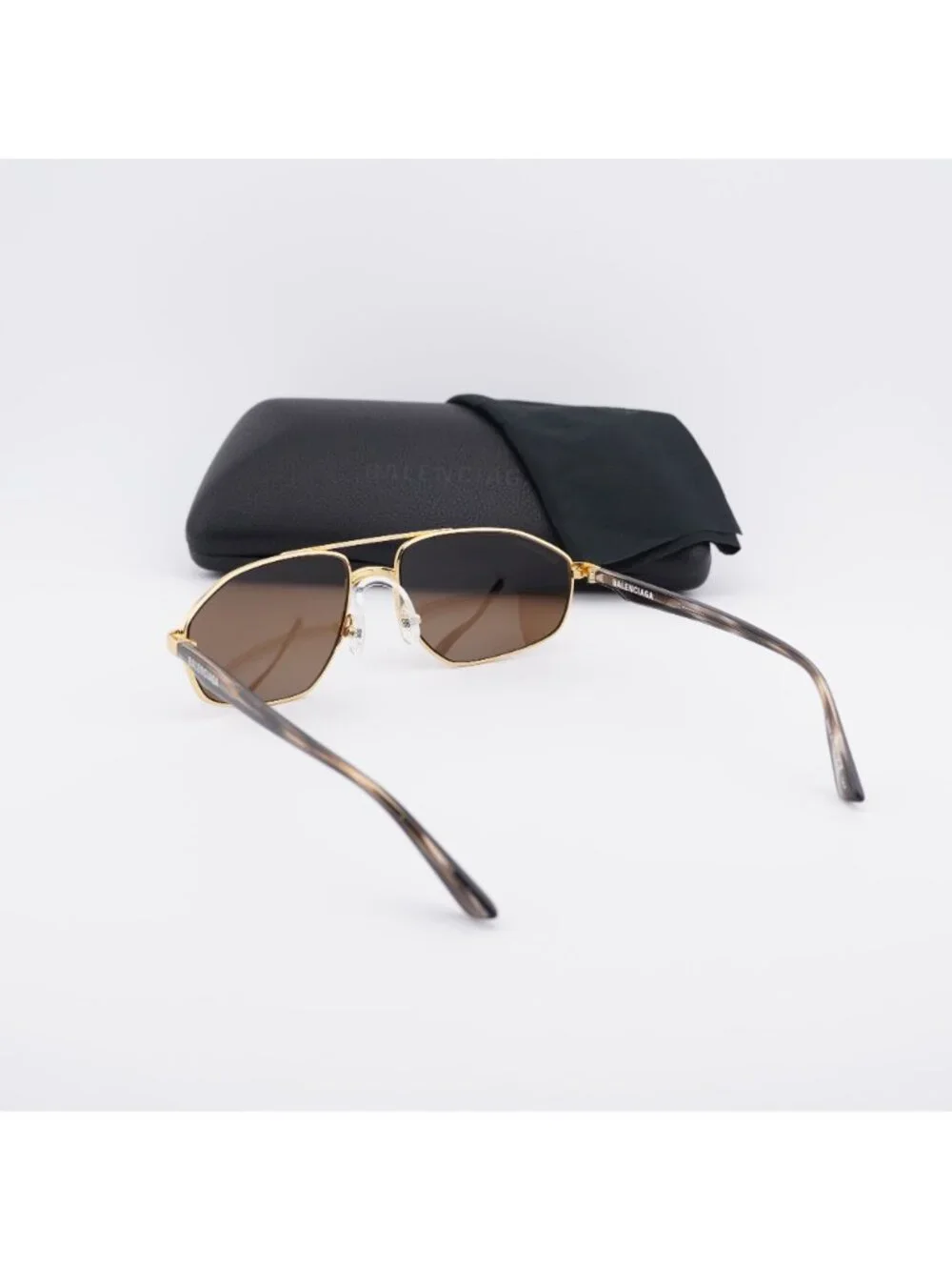 Balenciaga BB0012S 002 Unisex Aviator Sunglasses - Gold / Brown